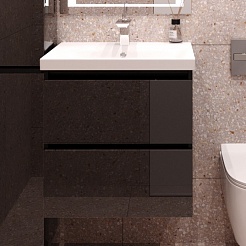 Style Line Мебель для ванной Даймонд 60 Люкс черная, PLUS подвесная – фотография-12